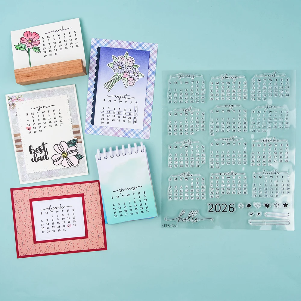 Rubber Date Stamp - Calendário data 2026 selo claro tempo