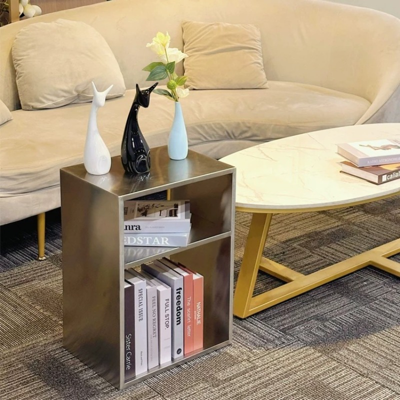 Magazine Holder Rack - Mesa de Café em Aço Inoxidável