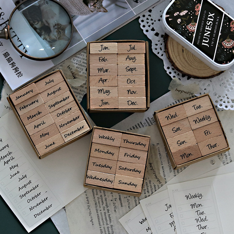 Rubber Date Stamp - Número árabe dia mês calendário selos
